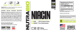 NutraBio Niacin (500mg)